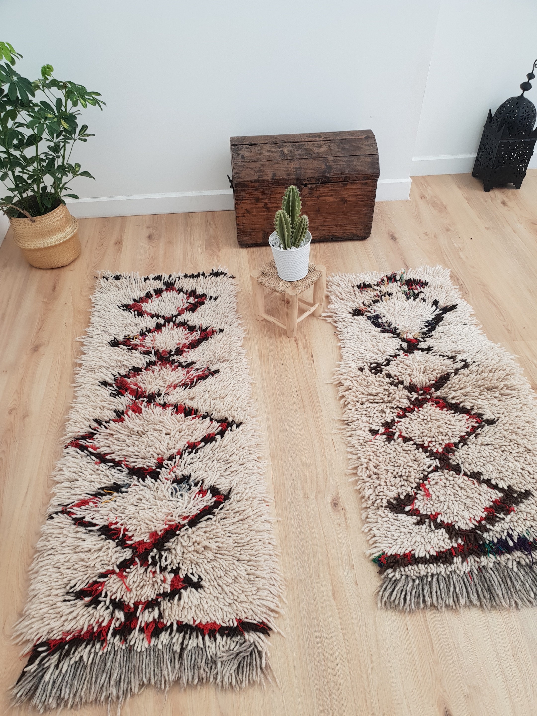 Set of 2 Moroccan Runner Rug 2x5 ft Authentic Hallway Beni Etsy