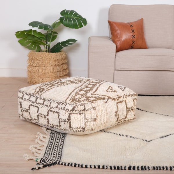 Moroccan Kilim Pouf, Moroccan Floor Cushion, Vintage Kilim Pouf