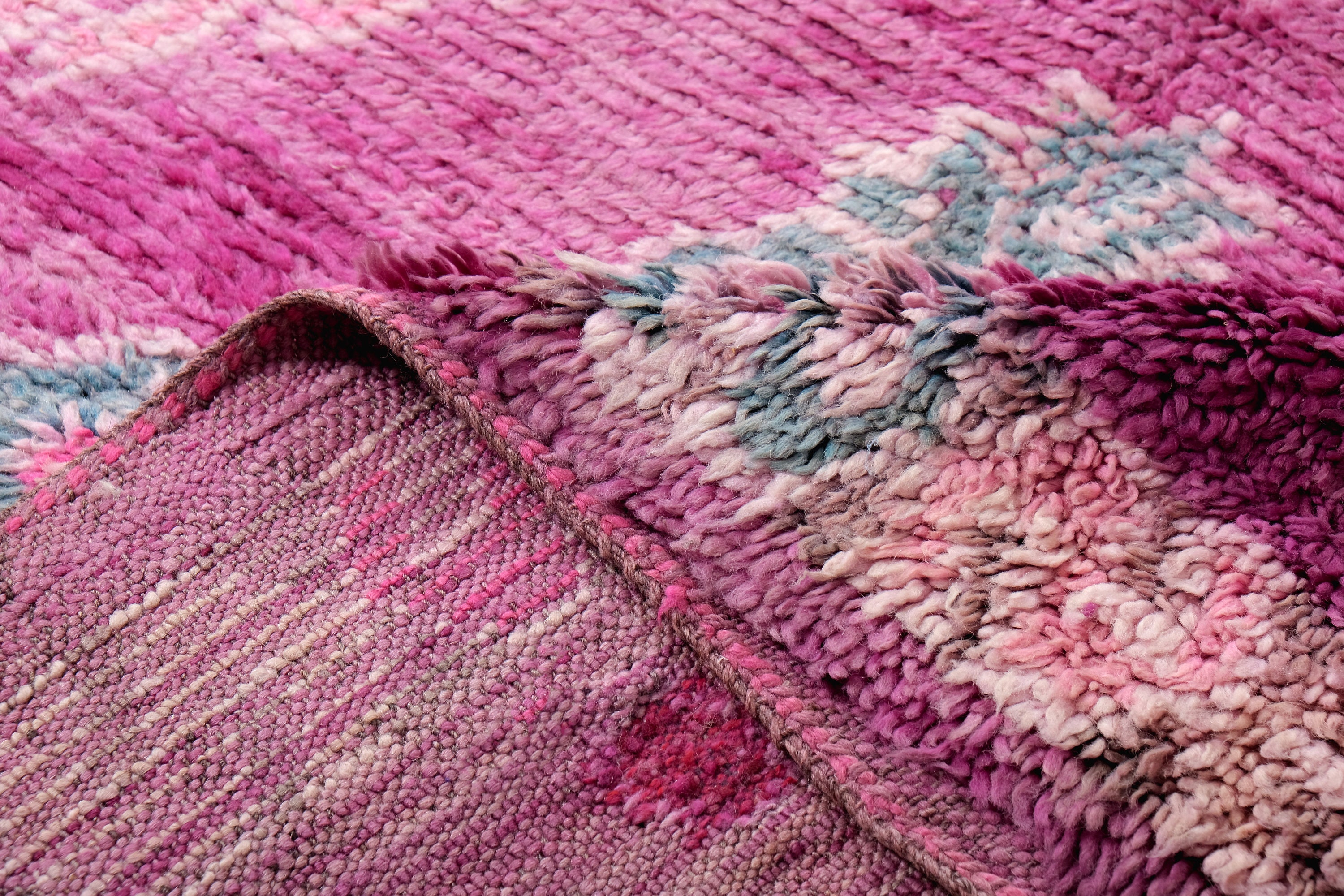 ヴィンテージ モロッコ ラグ、パープル ブジャード ラグ 6 x 9