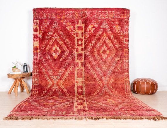 ヴィンテージモロッコラグ、本物のブージャラグ 7 x 11フィート