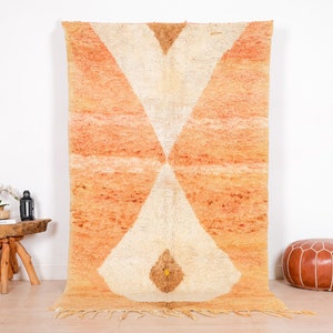 Authentic Moroccan Rug, Vintage Orange Boujaad Rug 5x8 ft