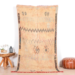Vintage Moroccan Rug, Pink Boujaad Rug, 4x8 ft