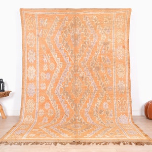 Vintage Moroccan Rug, Orange Boujaad Rug 6x10 ft