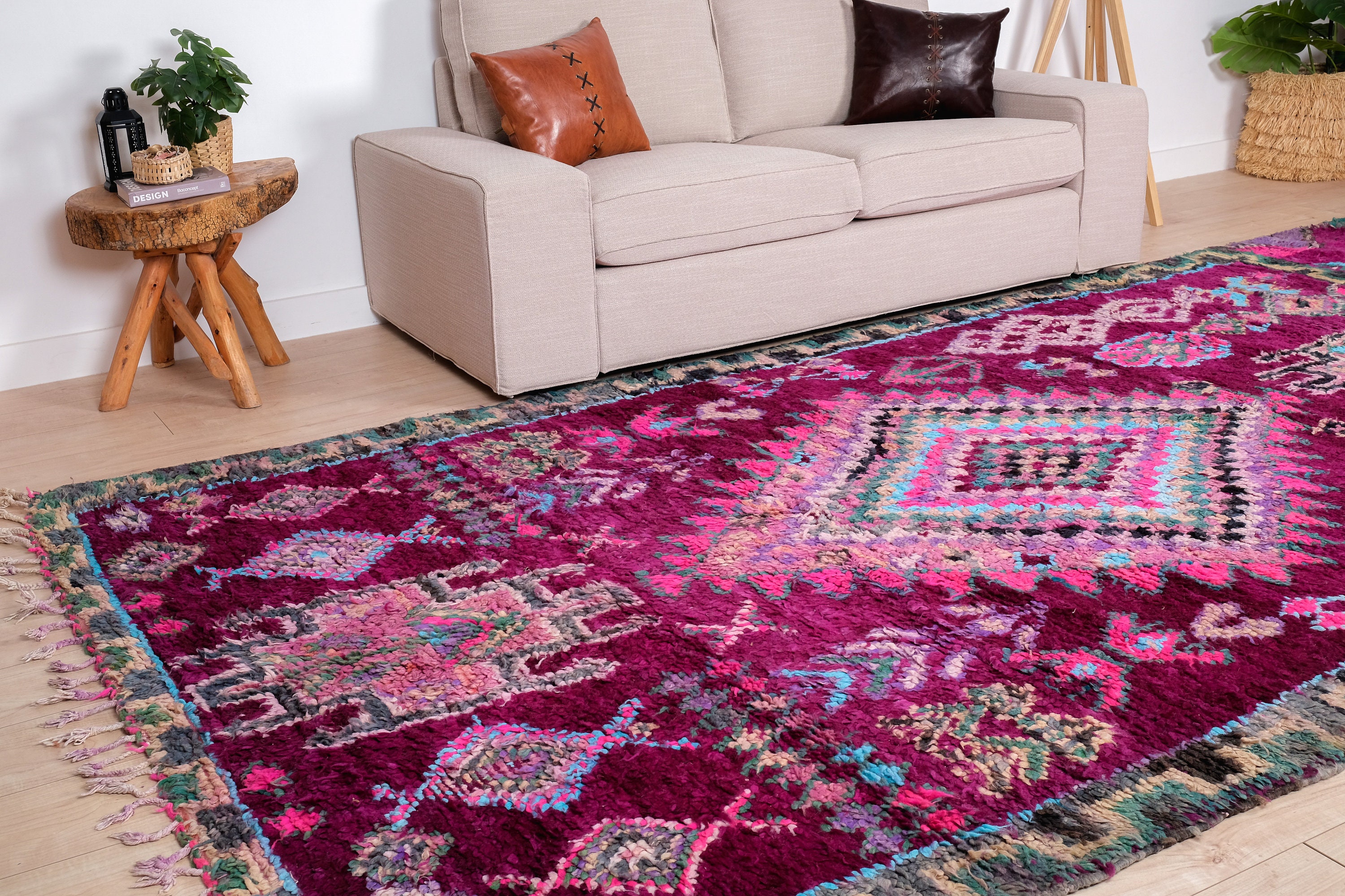 ヴィンテージ モロッコ ラグ、パープル ブジャード ラグ 6 x 12