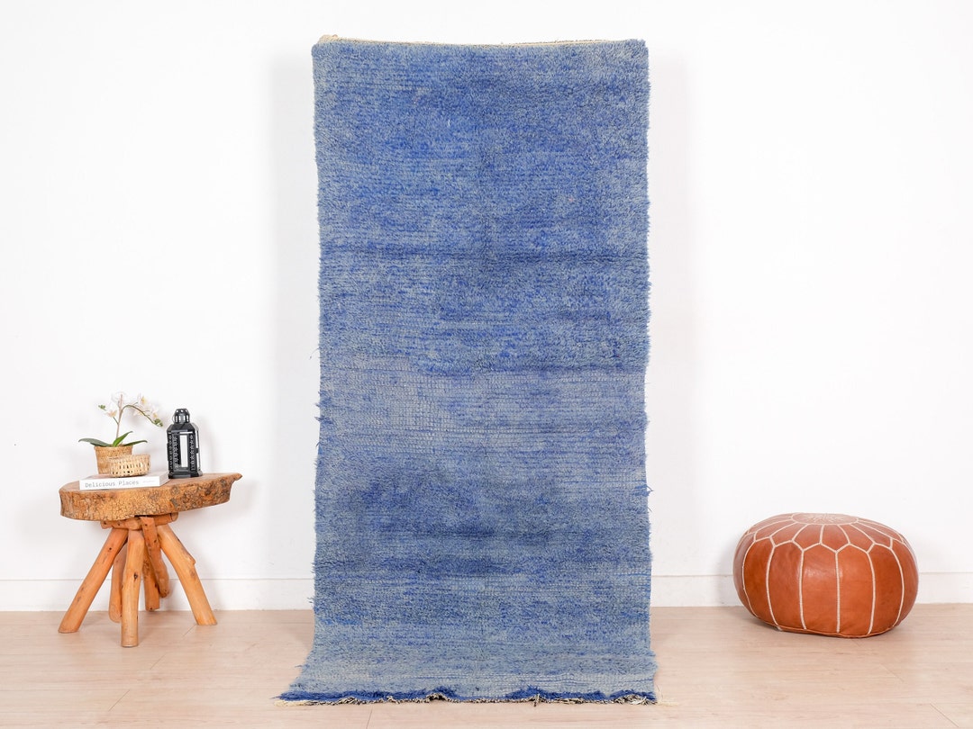 Vintage Moroccan Rug, Blue Boujaad Runner Rug 3x8 Ft - Etsy