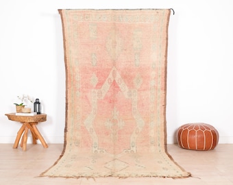 Vintage Moroccan Rug, Pink Boujaad Rug 5x10 ft