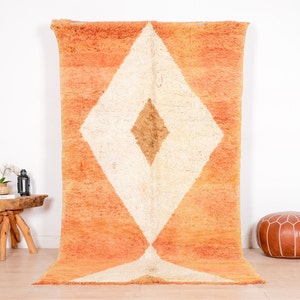 Authentic Moroccan Rug, Vintage Orange Boujaad Rug 5x8 ft