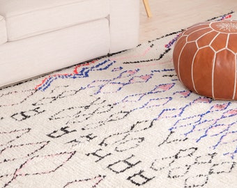 ヴィンテージモロッコラグ、本物のピンクアジラルラグ 6 x 13フィート