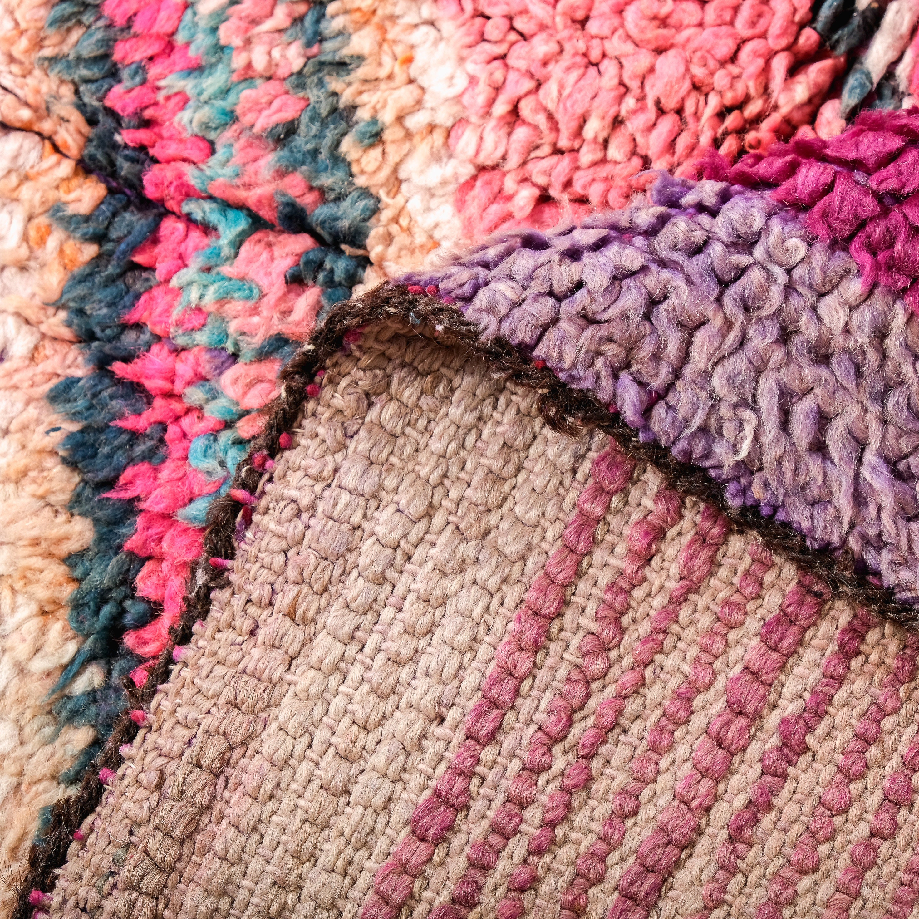 ヴィンテージ モロッコ ラグ、パープル ブジャード ラグ 5 x 7