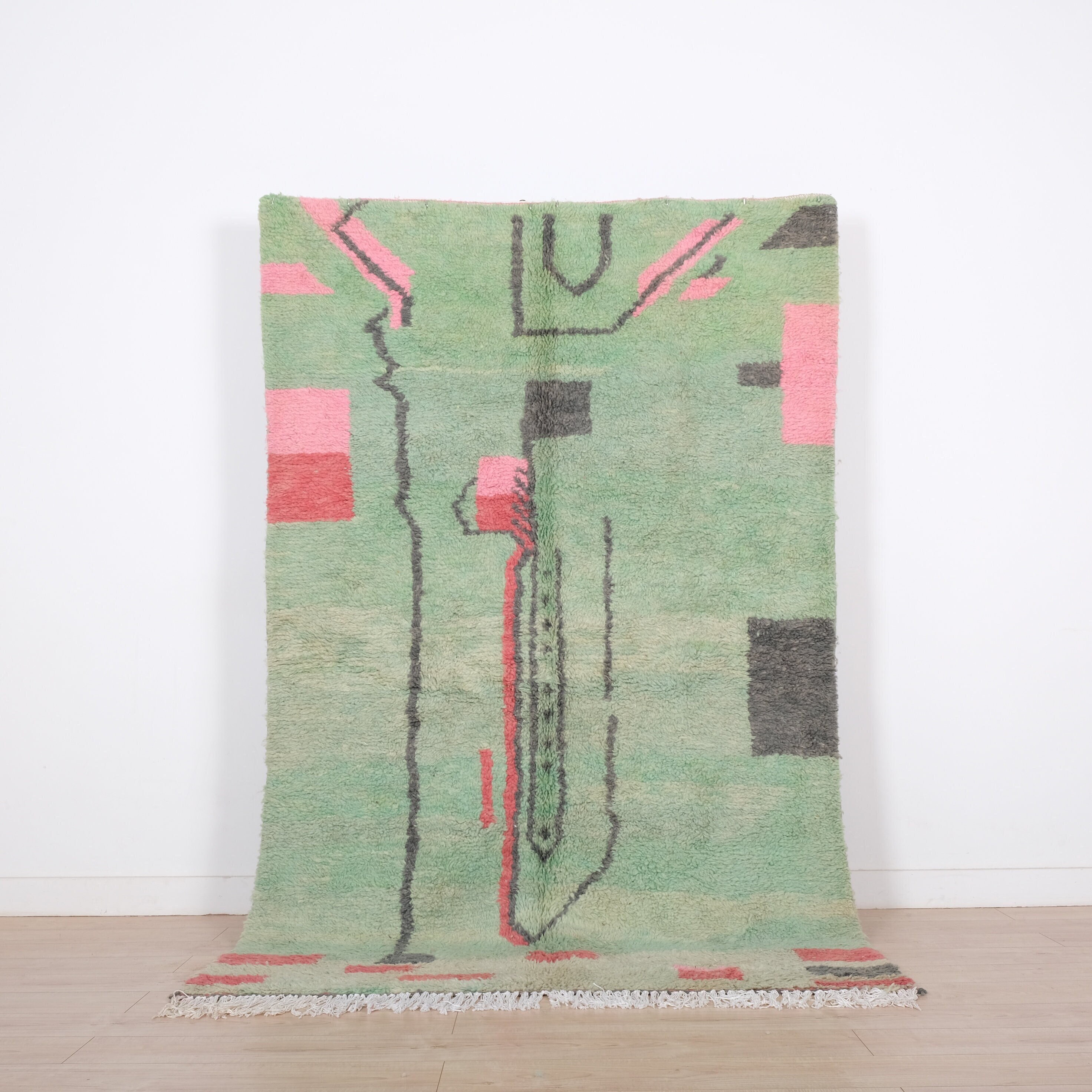 Vintage Boujaad Rug, Green Moroccan Rug, 5x8 Ft - Etsy