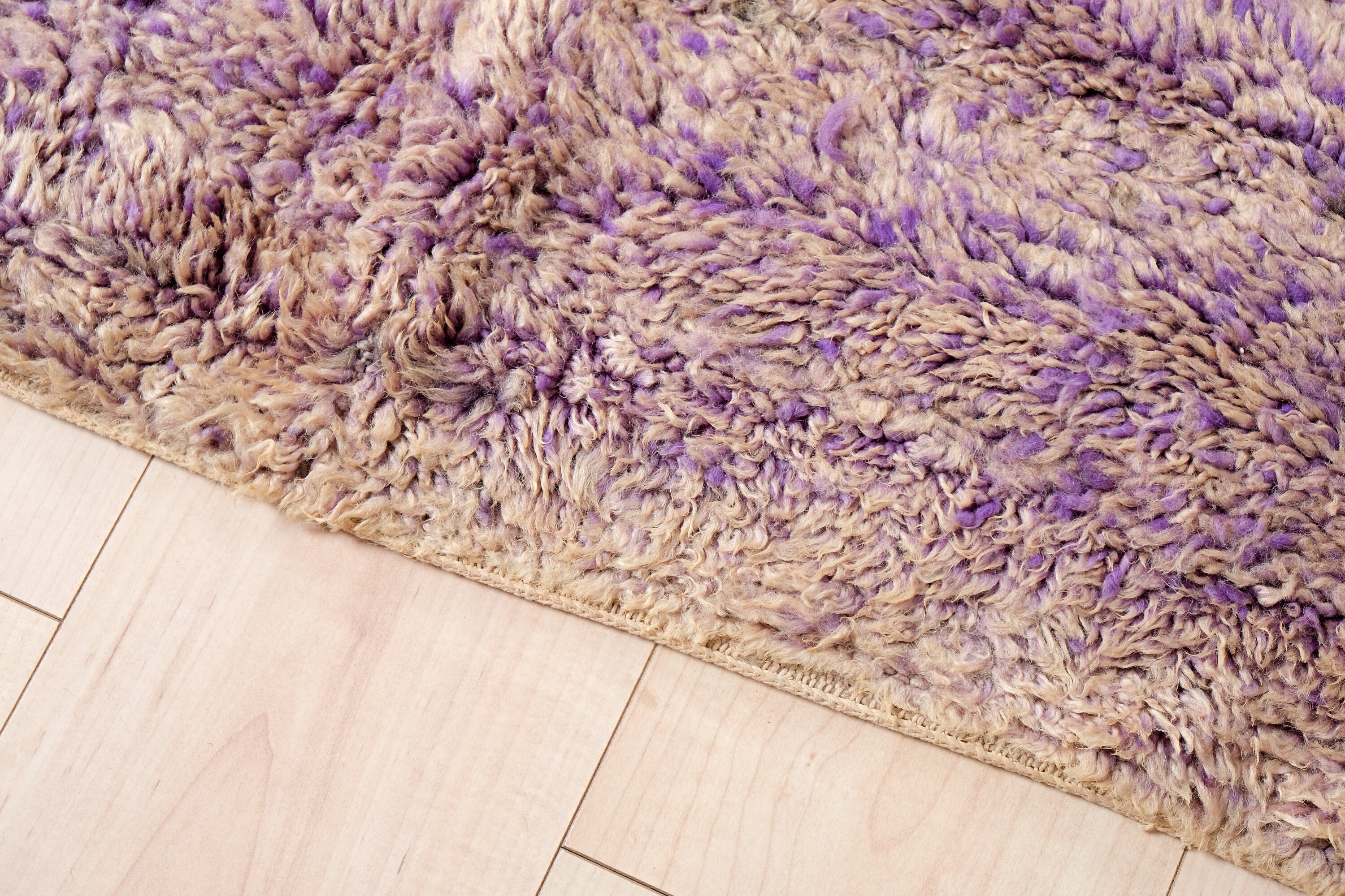 ヴィンテージ モロッコ ラグ、パープル モノクロ ブージャード ラグ 7