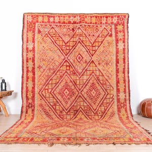 Vintage Moroccan Rug, Authentic Beni Mguild Rug 7x11 ft