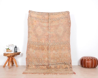 Vintage Moroccan Rug, Pink Boujaad Rug 5x8 ft