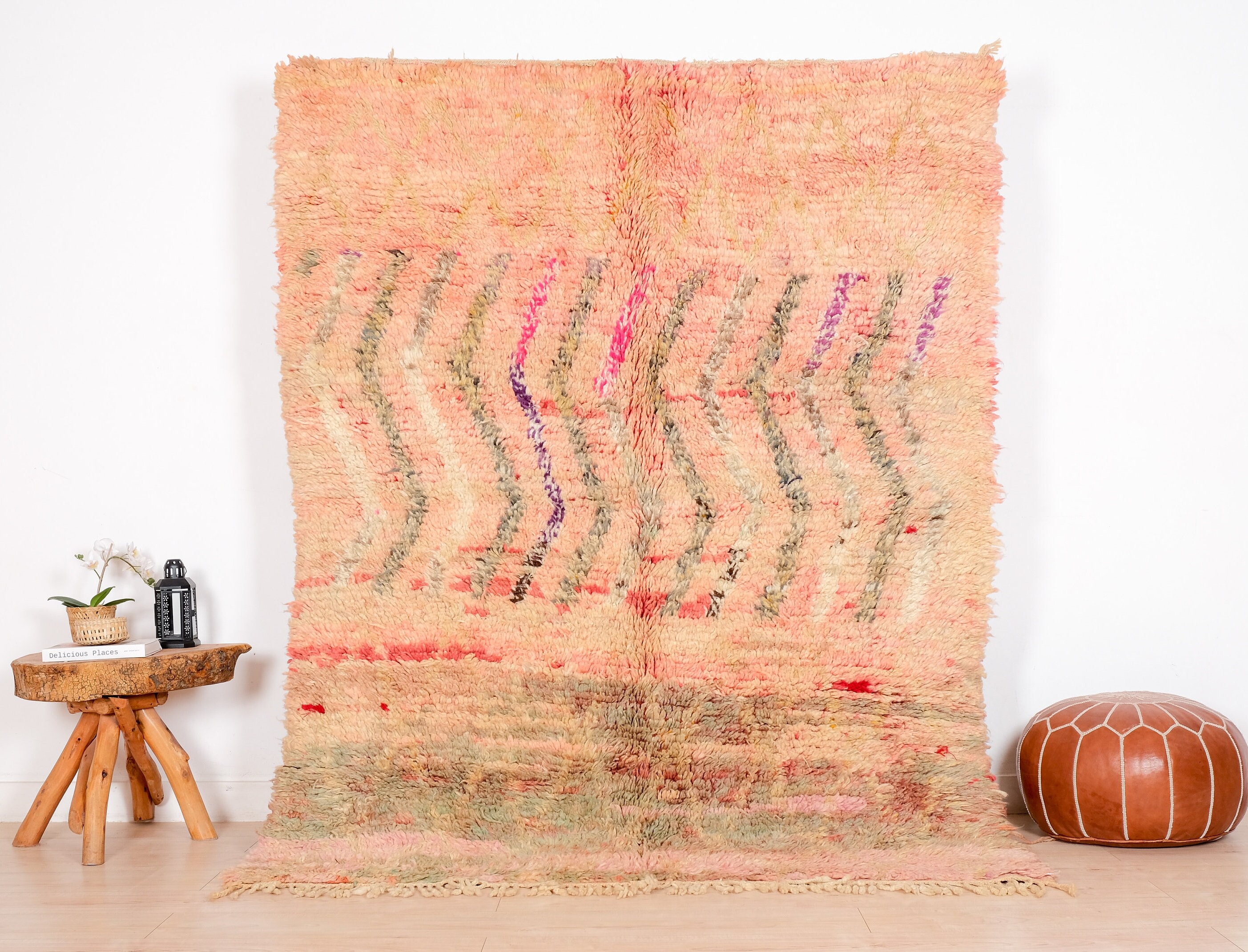 Vintage Boujaad Rug, Pink Moroccan Rug, 6x8 Ft - Etsy