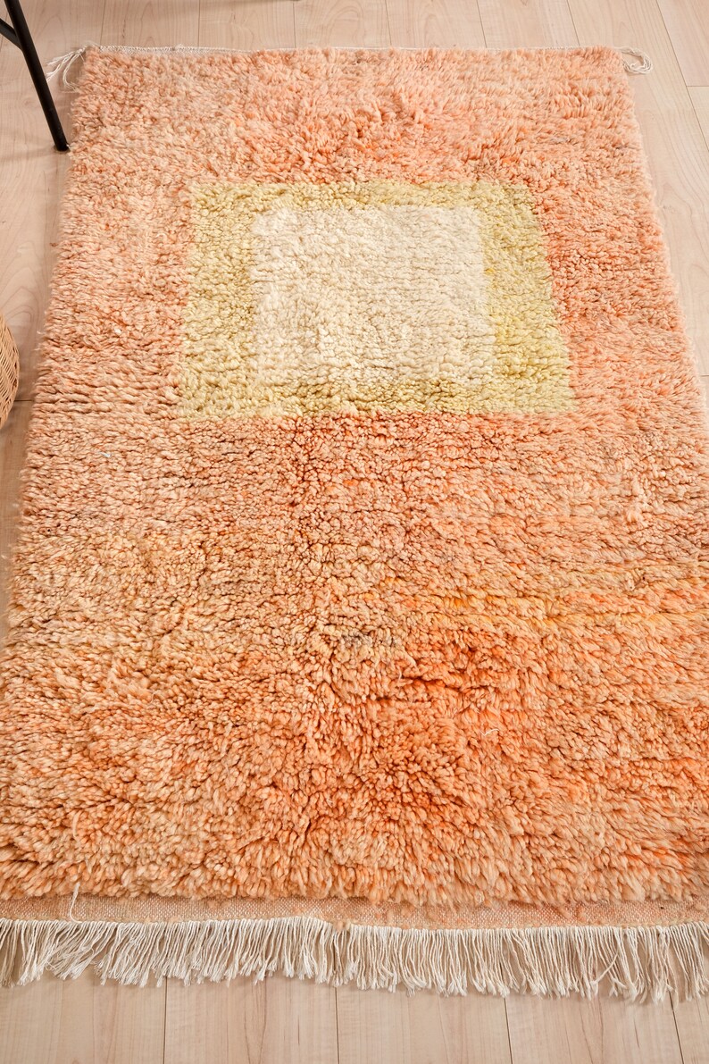 Authentic Boujaad Rug, Peach Moroccan Rug 4x6 ft image 4