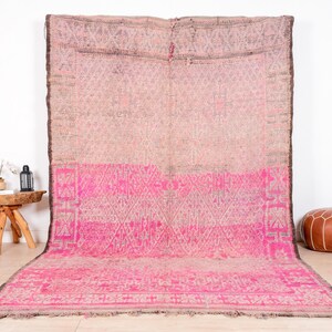 Vintage Moroccan Rug, Pink Beni Mguild Rug 7x11 ft