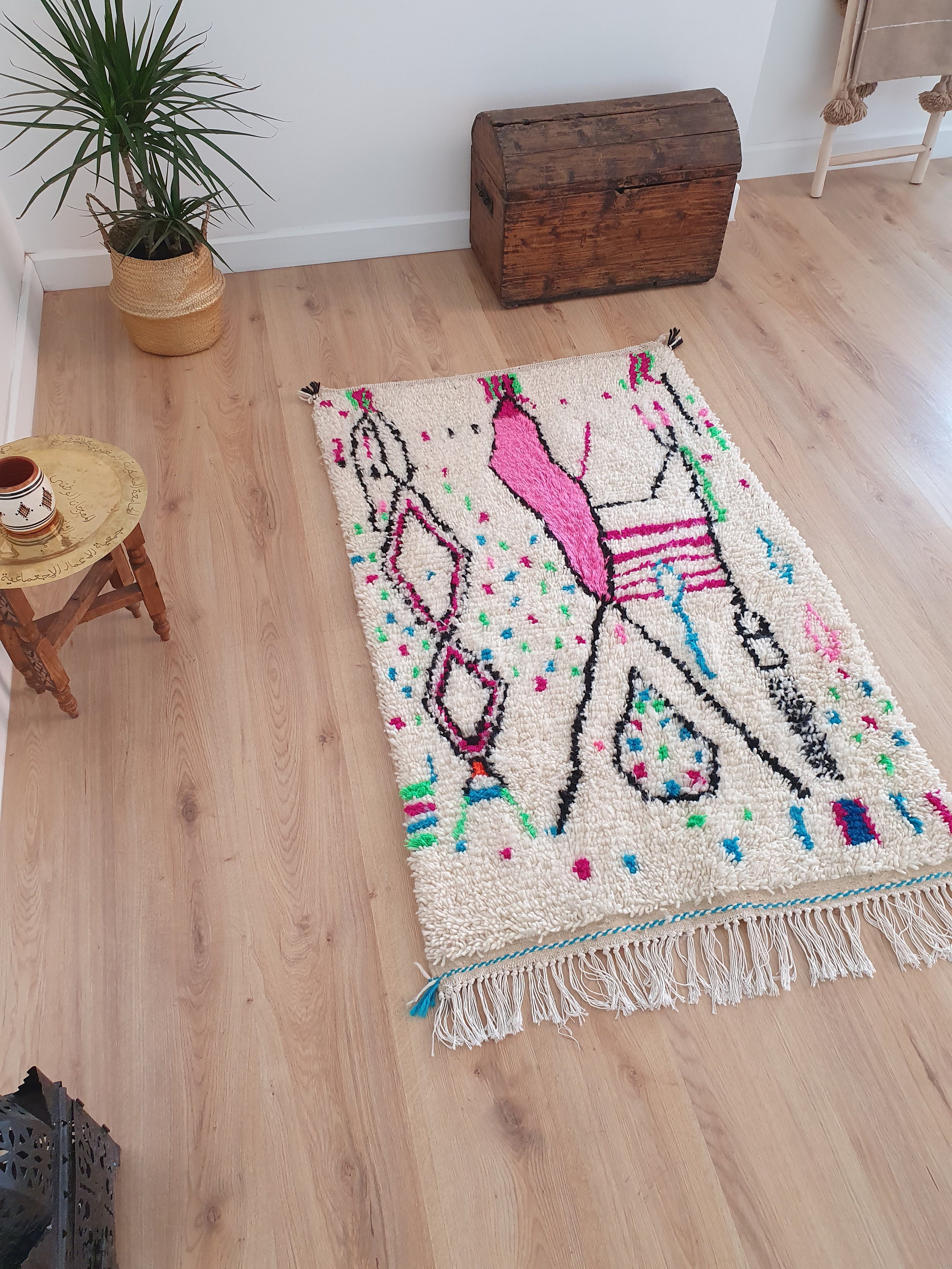 Moroccan Pink Azilal Rug 3x5ft Authentic Handmade Berber Etsy