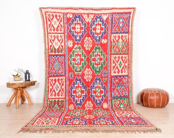 Vintage Moroccan Rug, Authentic Boujad Rug, 6x11 ft