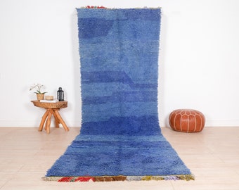 Vintage Moroccan Rug, Blue Boujaad Runner Rug 4x11 ft