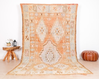 Vintage Moroccan Rug, Yellow Boujaad Rug 6x11 ft