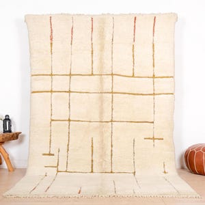 Authentic Beni Mrirt Rug, Cream Moroccan Rug 6x9 ft