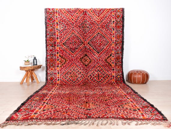 Vintage Moroccan Rug, Authentic Beni Mguild Rug 7x13 Ft - Etsy