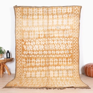 Vintage Moroccan Rug, Orange Boujaad Rug 6x9 ft