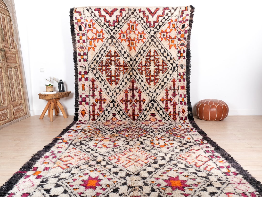 Authentic Moroccan Rug, Vintage Beni Ourain Rug, 7x15 Ft - Etsy