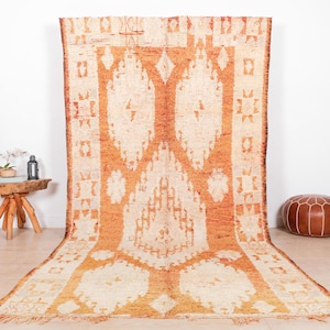 Vintage Moroccan Rug, Orange Boujaad Rug 6x12 ft