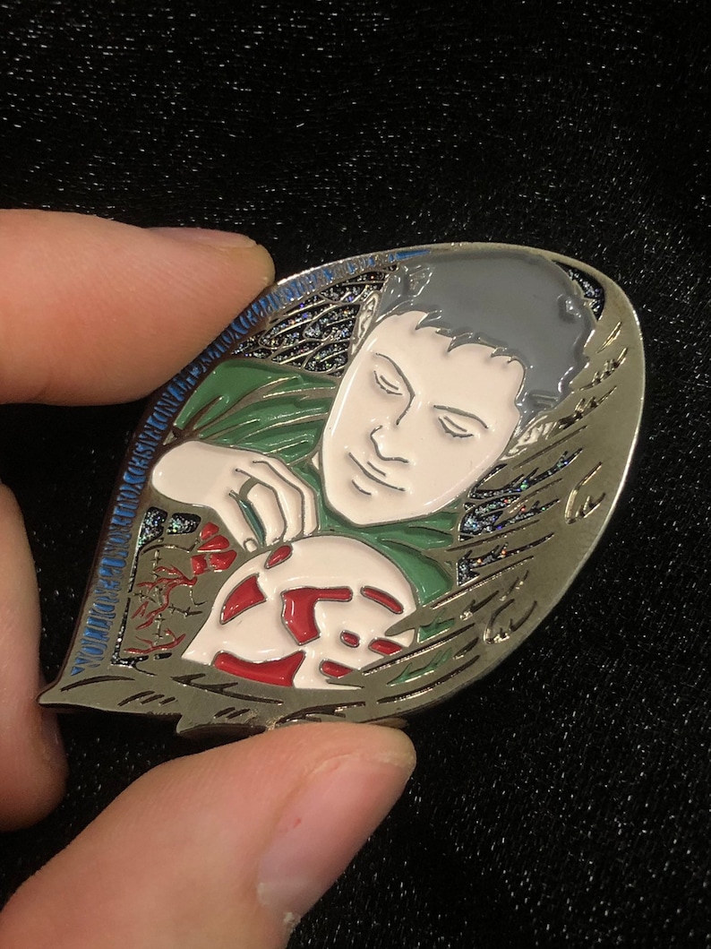 Destiel Dean with Castiel hand print glitter enamel pin supernatural