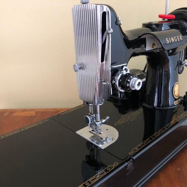 1955 Singer 221 Featherweight Sewing Machine with Case and Accessories