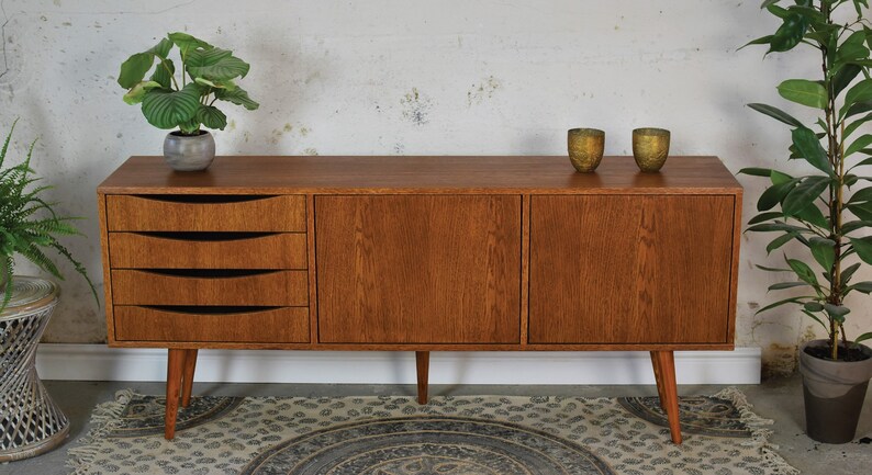Mid Century 60S TV Stand Design Retro Sideboard Handmade Media Fernsehschrank