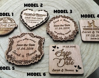 Engraved wooden invitation or save the date for wedding or celebration