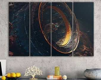 Spaceship Pictures Art for Room Future World Trendy Print Decor Artwork High Quality Canvas Sci-fi Spaceship Print Futuristic Art Technics