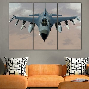 Toile d’avion F-16 cadeau Avion de chasse art Aviation Cadeaux F-16 Falcon art Militaire Avion Avion art mural Cadeau Militaire Avion Impression