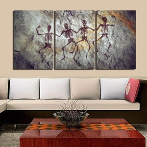 Cave painting canvas Skeleton wall art Cave art Cave Drawing Stone Age Wall Art Prehistoric art Primitive Caveman Paleolithic Cave History