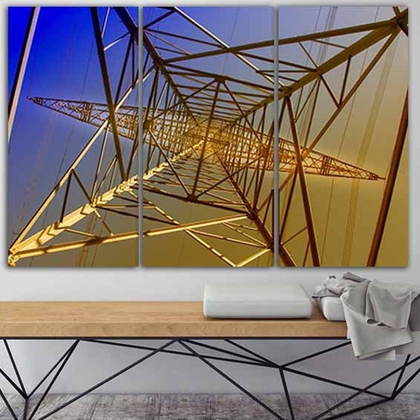 Transmission tower Voltage power canvas Power Pole print Lineman gifts High voltage print Power line wall art Energy Print Lineman wall art