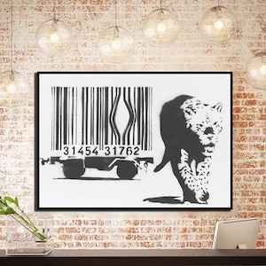 Barcode Poster Leopard Print Street Art Print Poster Wandbild Dekor Graffiti Wandkunst Baby Home Art Animal Art Prints Barcode Wanddruck