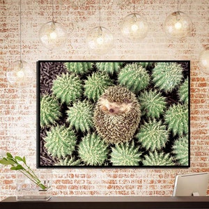 Igel Poster Kaktus Igel Druck Tierposter Süße Igel Kinderzimmer Kunst Baby Igel Botanischer Druck Igel Tierdruck