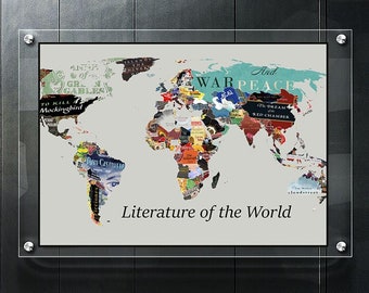 Literature map World Literature Map Literary Poster Literature Art Literary Print Literary Gifts World map poster Book Lover Gift World map