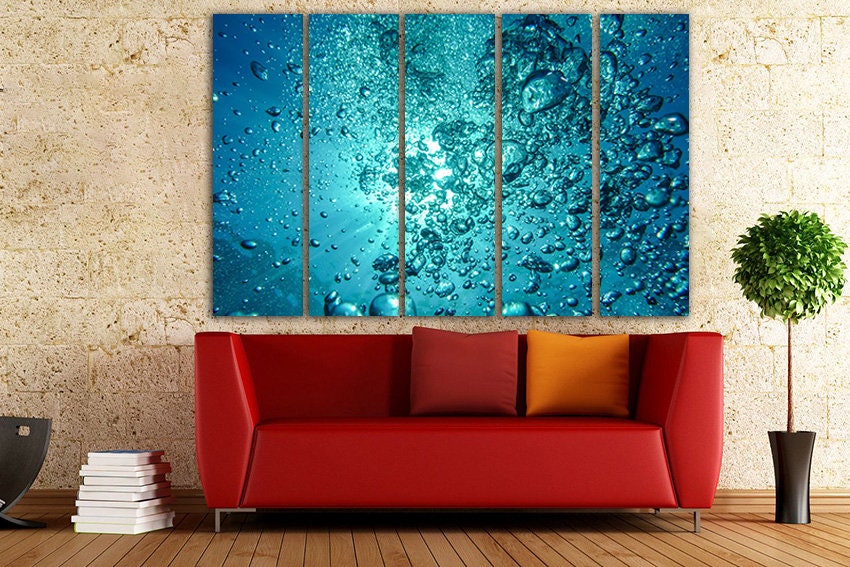 Water Bubbles Canvas Aqua Wall Art Ocean Wall Art Under the Etsy