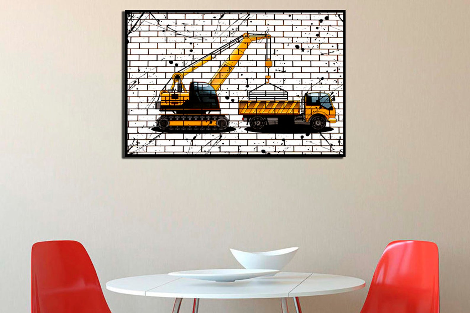 Crane Poster Truck Wall Art Vehicle Wall Decor Construction Etsy