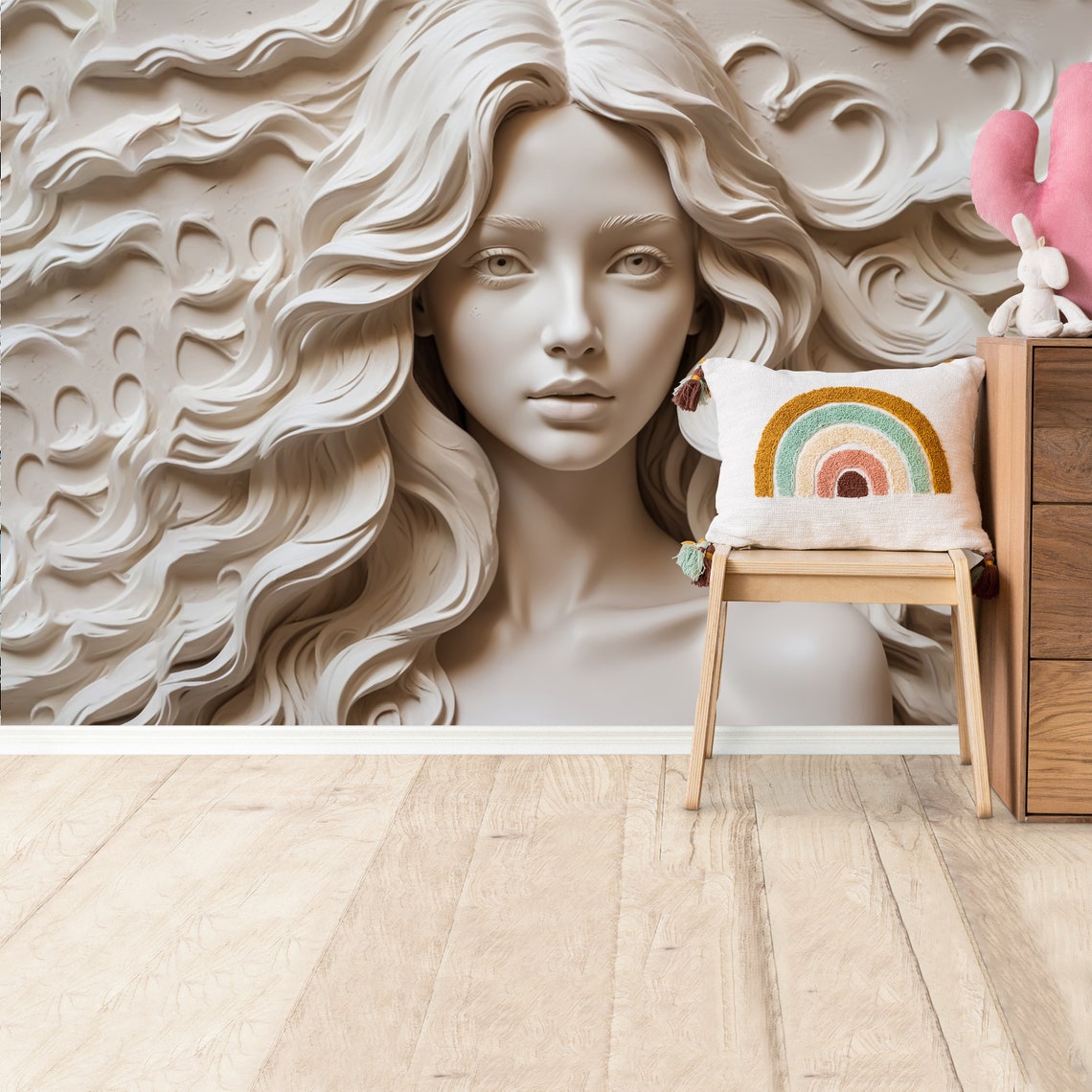 3D Woman Wall Mural Abstract Peel & Stick Sculpture Wallpaper Bedroom ...