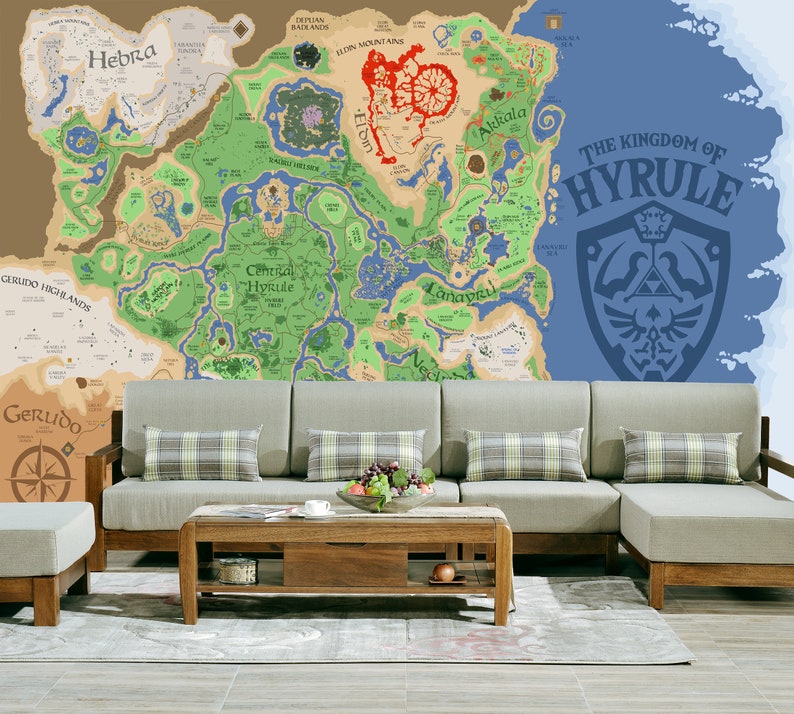 Zelda Map Hyrule Wallpaper & Gaming Mural Legend of Zelda Tears of the Kingdom Peel and Stick