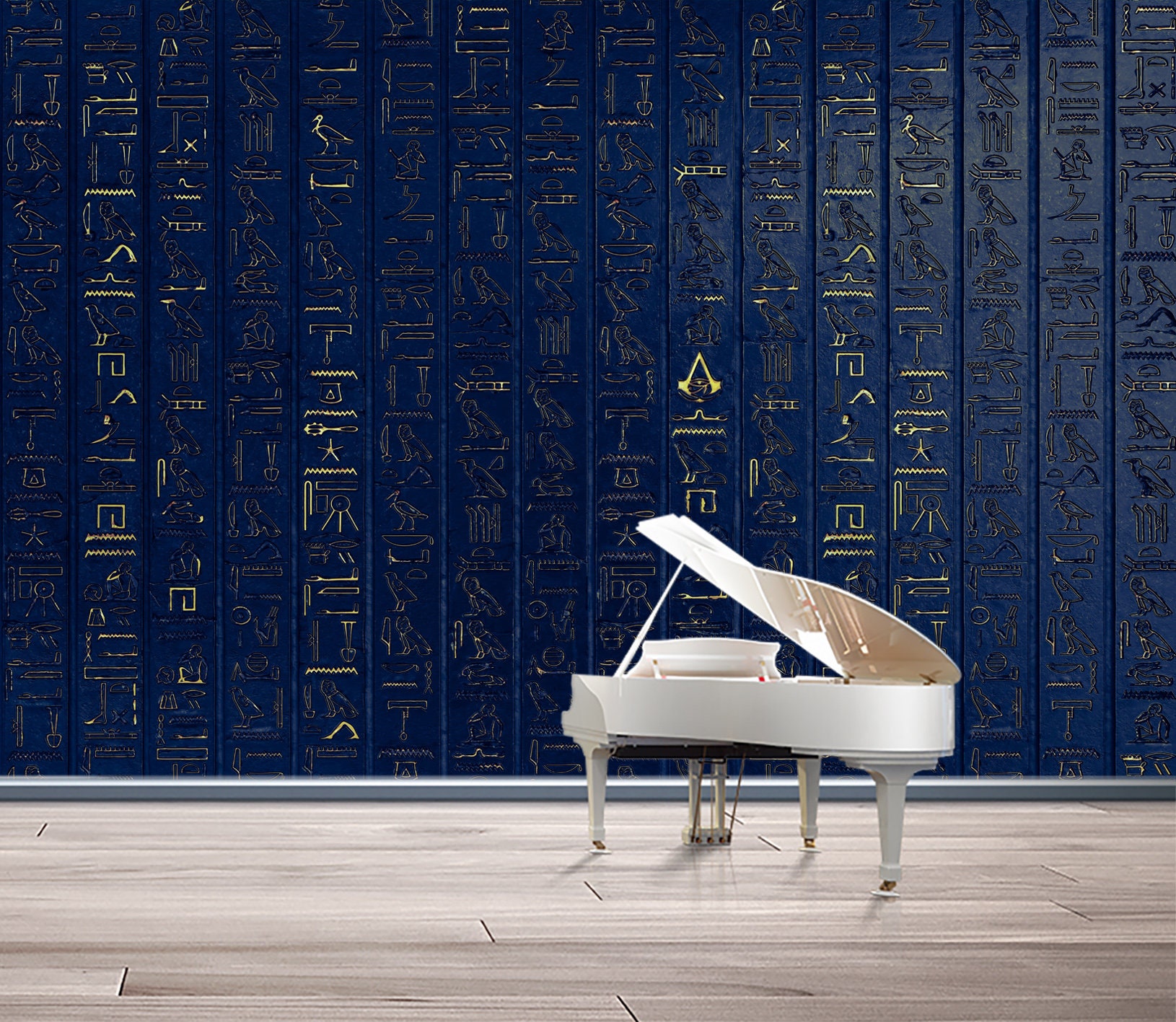 Blue Egyptian Hieroglyphs Wallpaper Ancient Egyptian Papyrus & Wall ...