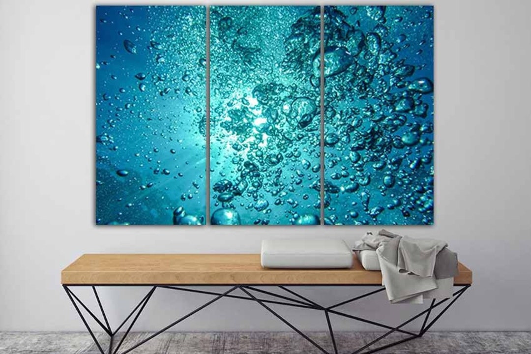 Water Bubbles Canvas Aqua Wall Art Ocean Wall Art Under the Etsy
