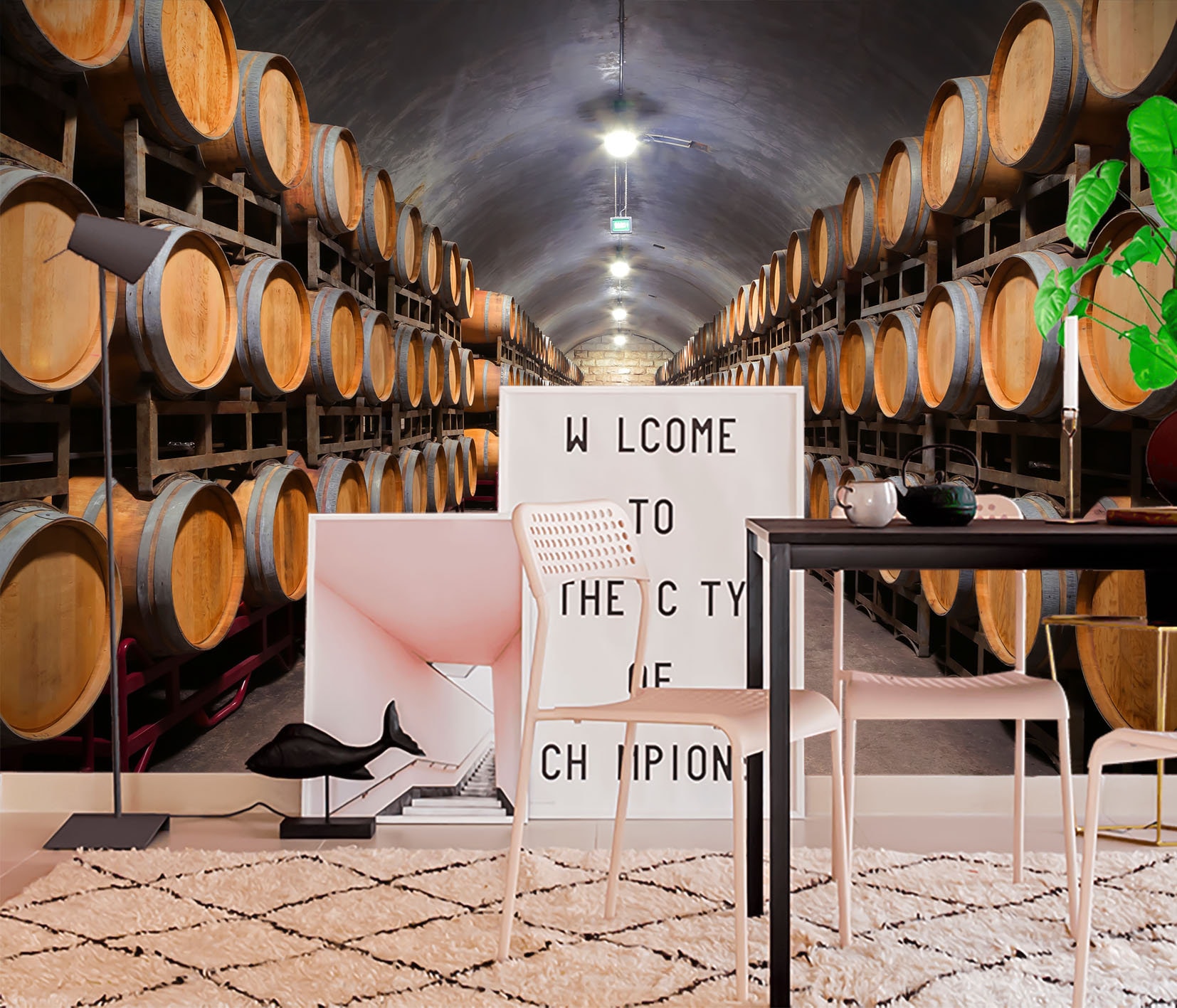 Wine Cellar With Barrels Wallpaper Bar Wall Mural Peel and Stick Oak ...
