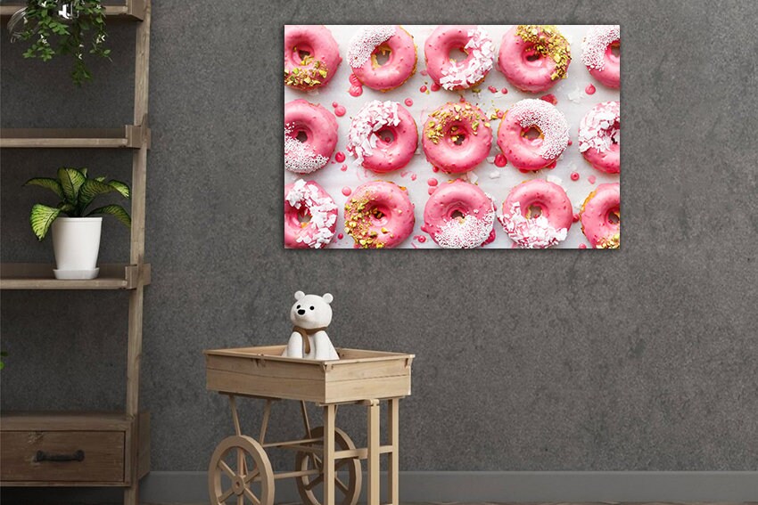 Donut Canvas Kitchen Decor Dessert Art Baking Wall Art Food Etsy