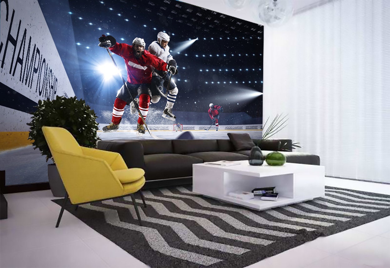 Hockey Wallpaper Sport Wall Mural Peel and Stick Wallpaper Mural Home ...