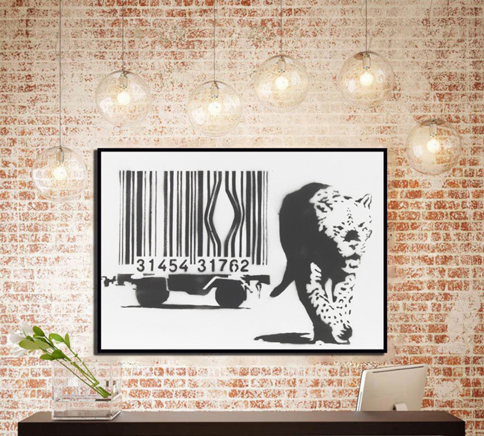 Barcode Poster Leopard Print Street Art Print Poster Mural Decor ...